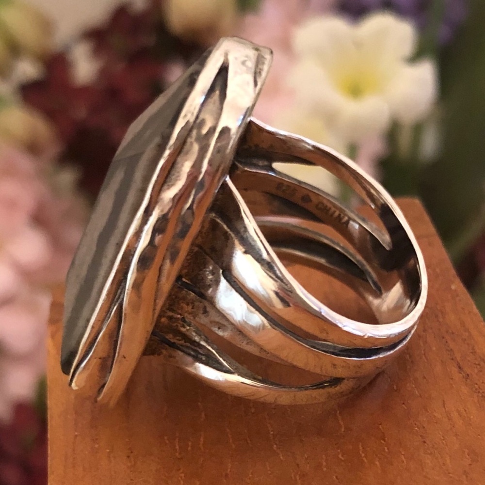 Silpada Sterling Silver Agate Abstract Ring R2761 Size 6 1/4 - Picture 8 of 9